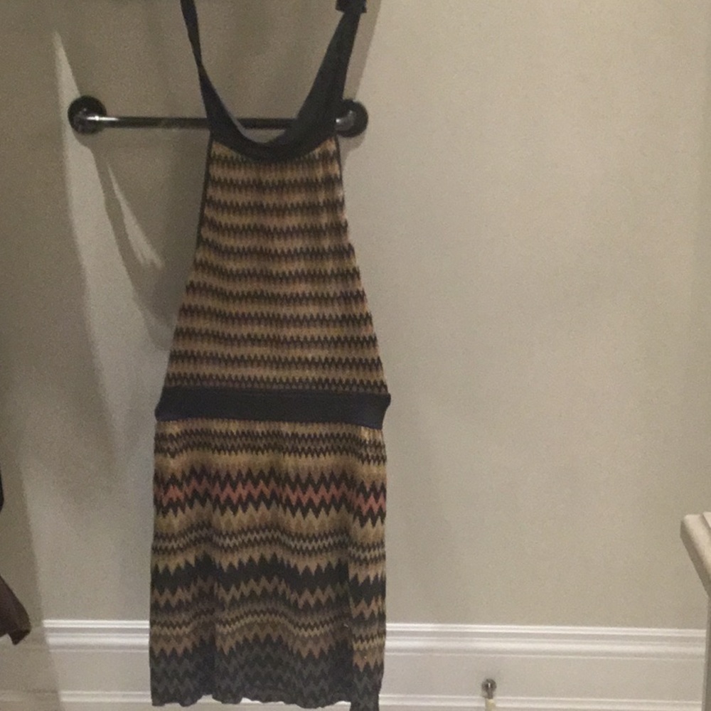 Missoni metallic patterned tie neck midi dress
